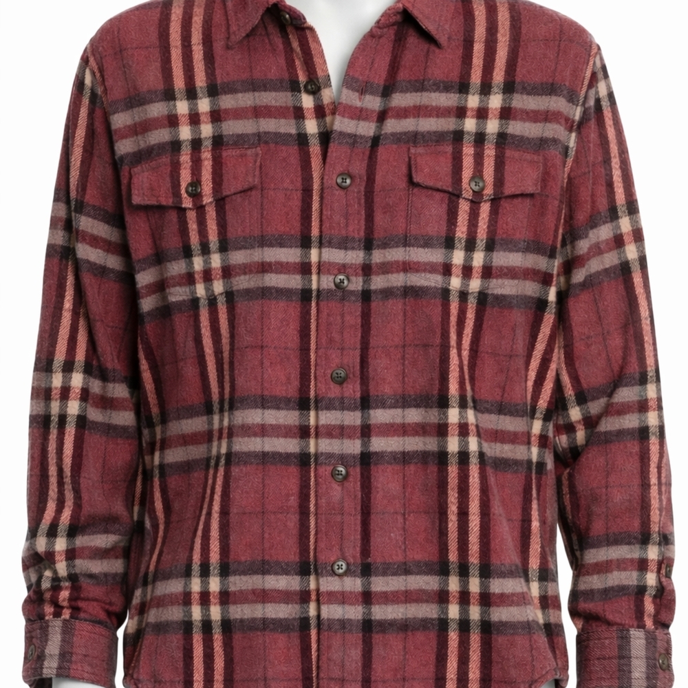 Evan Picone Men's Red Plaid Shirt Jacket